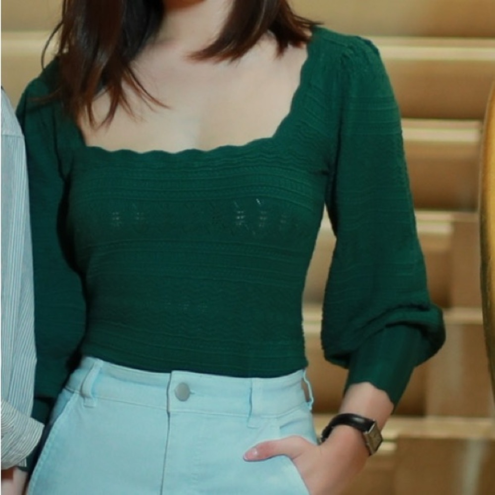 Sezane Green Knit Top - Picture 3 of 9